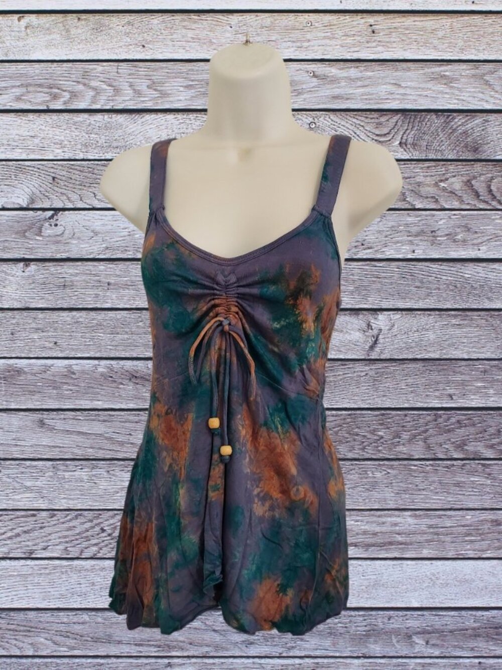 NWT Rayon Tie Dye Flowy Cinch Tank Top-Various Sizes - Picture 3 of 6